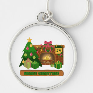 Frohe Weihnachten in der Nähe von Feuerfeuer Weihn Schlüsselanhänger