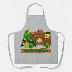 Frohe Weihnachten in der Nähe von Feuerfeuer Weihn Schürze