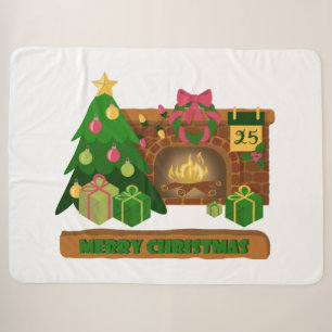 Frohe Weihnachten in der Nähe von Feuerfeuer Weihn Sherpadecke