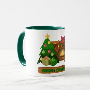 Frohe Weihnachten in der Nähe von Feuerfeuer Weihn Tasse