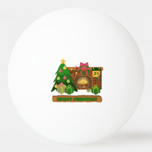 Frohe Weihnachten in der Nähe von Feuerfeuer Weihn Tischtennisball