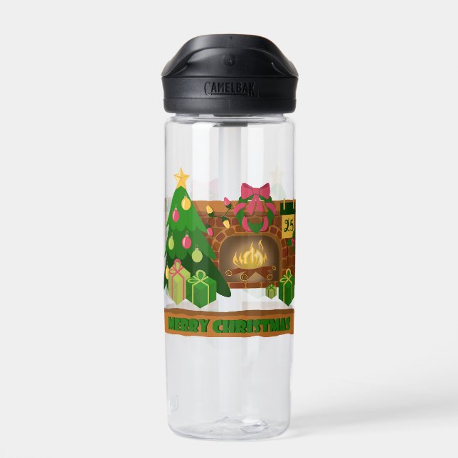 Frohe Weihnachten in der Nähe von Feuerfeuer Weihn Trinkflasche (Rückseite)