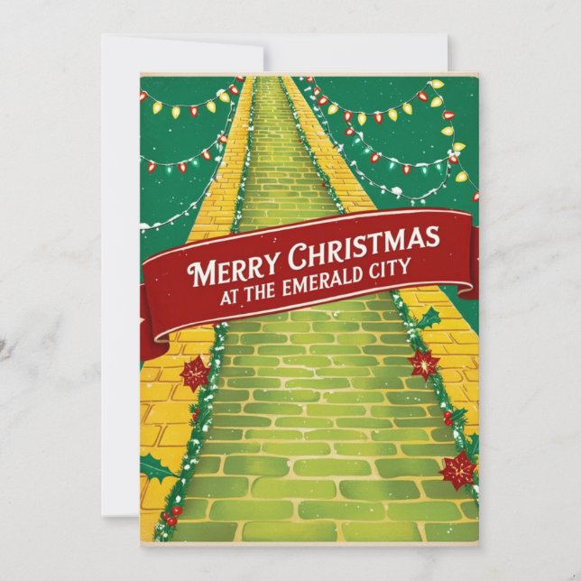 Frohe Weihnachten in der Smaragdstadt Einladung (Vorderseite)