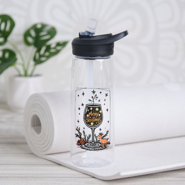 Frohe Weihnachten in einem Weinglas Trinkflasche (Yoga (gedreht))