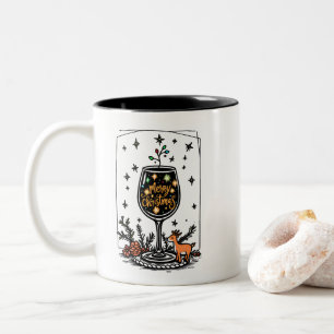 Frohe Weihnachten in einem Weinglas Zweifarbige Tasse