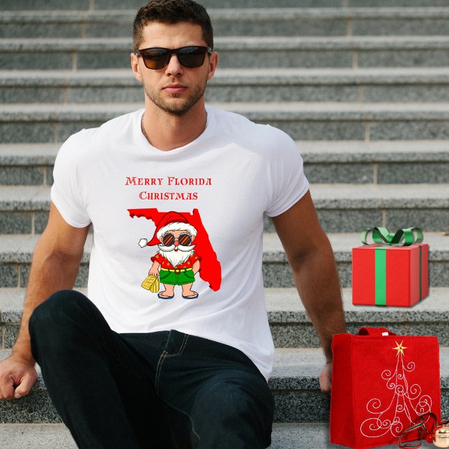 Frohe Weihnachten in Florida! Tropical Santa Cool  T-Shirt (Von Creator hochgeladen)