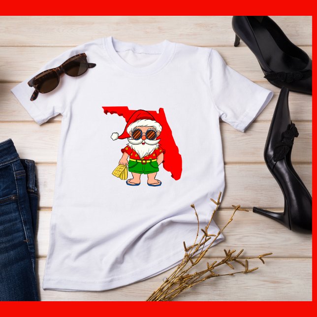 Frohe Weihnachten in Florida! Tropical Santa Cool  T-Shirt (Von Creator hochgeladen)
