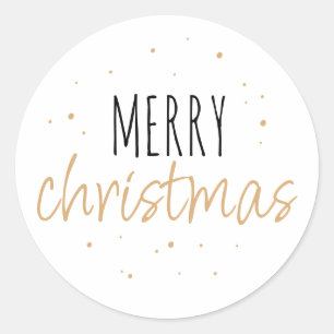 Frohe Weihnachten in Gold-Typografie Runder Aufkleber
