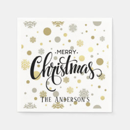 Frohe Weihnachten in Gold und Silver Snow individu Serviette