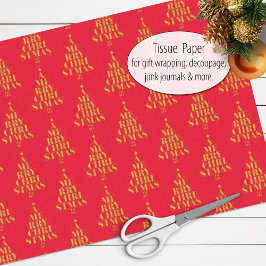 Frohe Weihnachten in Imitaten Gold über Rote Typog Seidenpapier