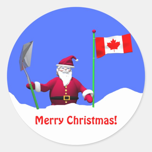 Frohe Weihnachten in Kanada Runder Aufkleber (Vorderseite)
