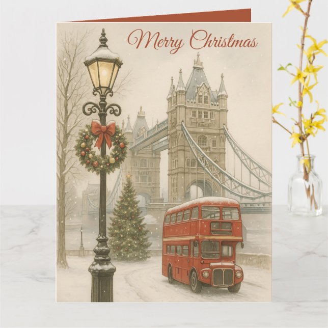 Frohe Weihnachten in London Postkarte Reisender Ge (Gelbe Blume)