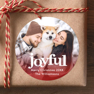 Frohe Weihnachten in moderner roter Schrift fett Runder Aufkleber