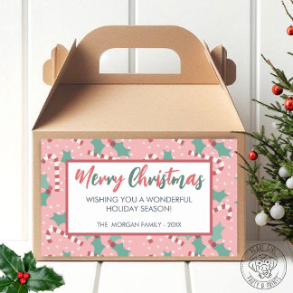 Frohe Weihnachten in Rosa Rechteckiger Aufkleber