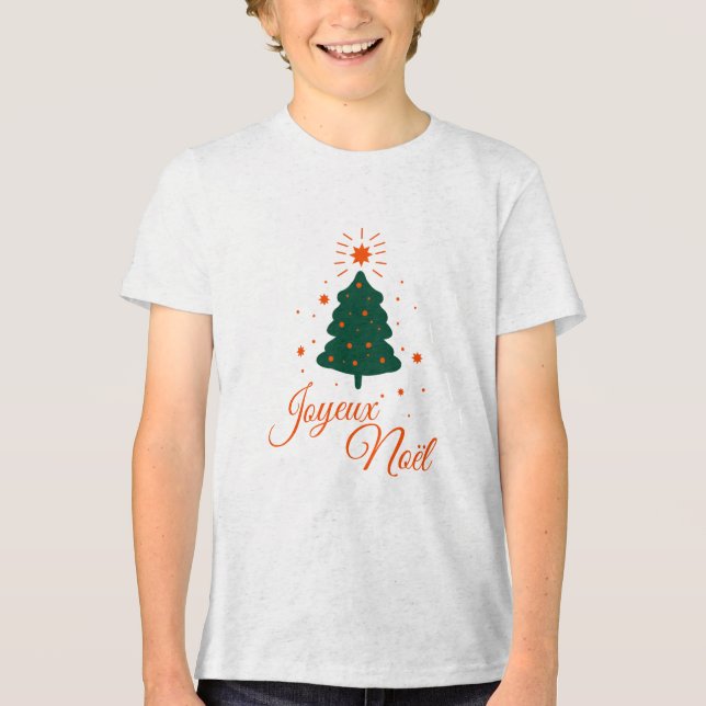 Frohe Weihnachten in Rot: Klassischer und fröhlich Tri-Blend Shirt (Vorderseite)