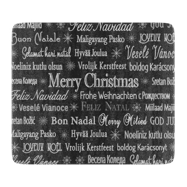 Frohe Weihnachten in verschiedenen Sprachen Schneidebrett (Vorderseite)