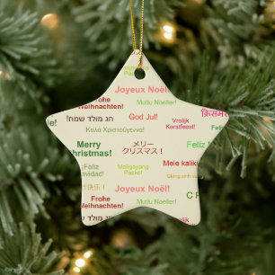 Frohe Weihnachten in verschiedenen Weltsprachen Keramik Ornament