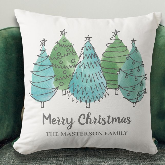 Frohe Weihnachten Individuelle Name Weihnachtsbaum Kissen (Von Creator hochgeladen)