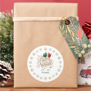Frohe Weihnachten Italienisch Goldschrift Runder Aufkleber