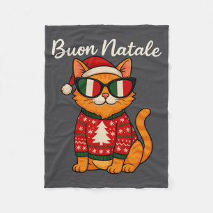 Frohe Weihnachten Italienische Katze Weihnachten,  Fleecedecke