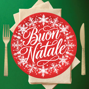 Frohe Weihnachten Italienisches Weihnachten - Rot Pappteller