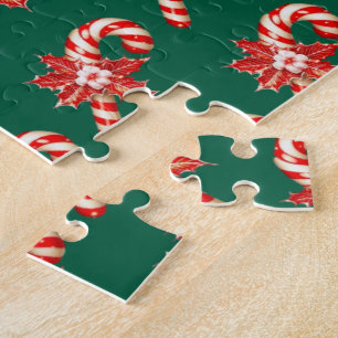 Frohe Weihnachten Jäger Grün Zuckerstangen-Puzzle