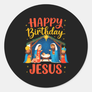 Frohe Weihnachten Jesus Christliche Weihnachtsgesc Runder Aufkleber