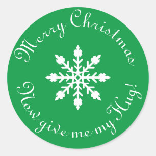 Frohe Weihnachten jetzt drücken Sie mich! Runder Aufkleber