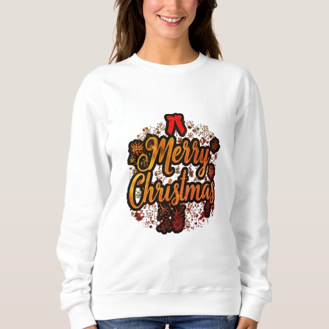 "Frohe Weihnachten: Jolly Santa & Festive Bow Desi Sweatshirt (Vorderseite)