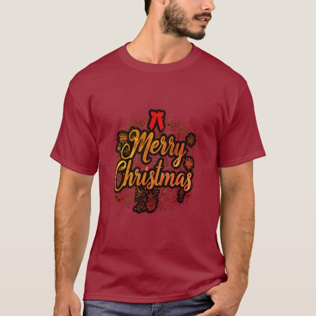 "Frohe Weihnachten: Jolly Santa & Festive Bow Desi T-Shirt (Vorderseite)