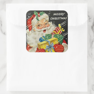 Frohe Weihnachten Jolly Weihnachtsmann mit Geschen Quadratischer Aufkleber