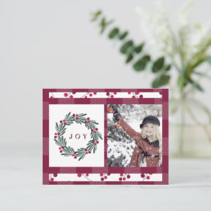 Frohe Weihnachten "JOY" Typografie Foto Holly Berr Postkarte