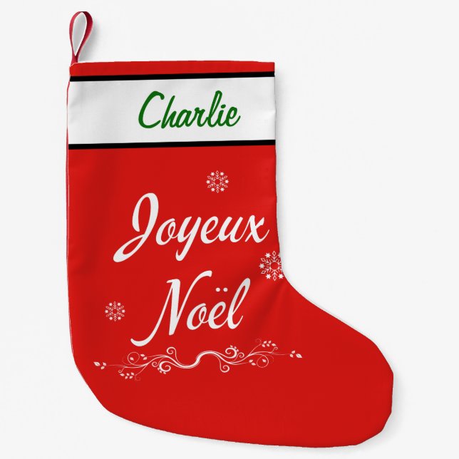 Frohe Weihnachten Joyeux Kleiner Weihnachtsstrumpf (Vorderseite)