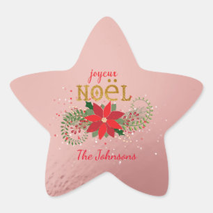Frohe Weihnachten Joyeux Stern-Aufkleber