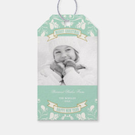 Frohe Weihnachten Jugendstil Floral Geblüht Foto Geschenkanhänger