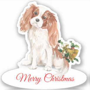 Frohe Weihnachten K Charles Spaniel Custom-Cut Vin Aufkleber