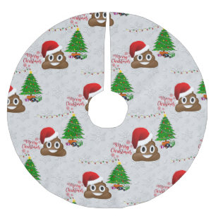 frohe Weihnachten Kacka-Emoji-Baumskrotte Polyester Weihnachtsbaumdecke