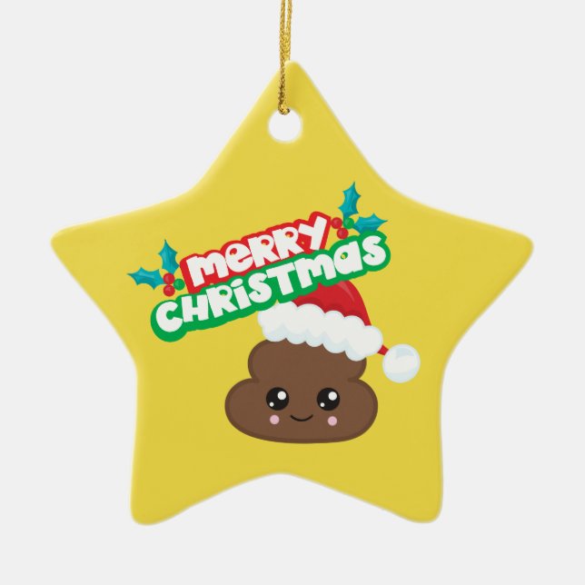 Frohe Weihnachten kacken Emoji Stern-Verzierung Keramik Ornament (Vorne)