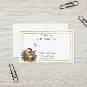 Frohe Weihnachten Kaffeehaus-Geschenkgutschein Visitenkarte