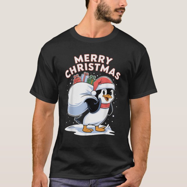 Frohe Weihnachten Kaiser Pinguin T-Shirt (Vorderseite)