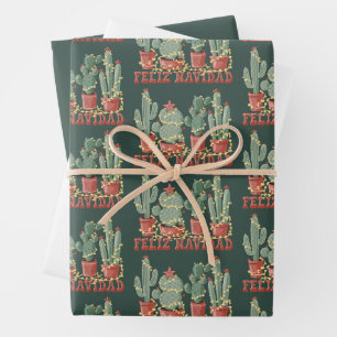Frohe Weihnachten Kaktusliebhaber Weihnachts Cowbo Geschenkpapier Set