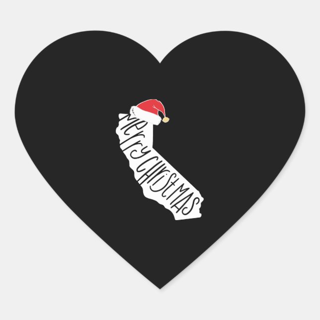 Frohe Weihnachten Kalifornien Herz-Aufkleber (Vorderseite)