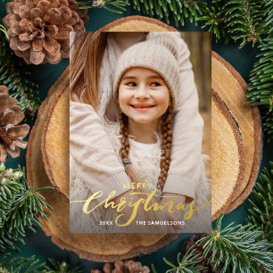 Frohe Weihnachten Kalligrafie 2 Fotos Gold Folieneinladung