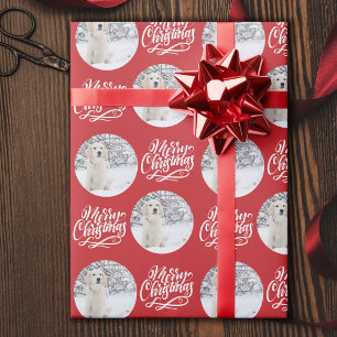 Frohe Weihnachten Kalligrafie Runde Foto Rot Geschenkpapier
