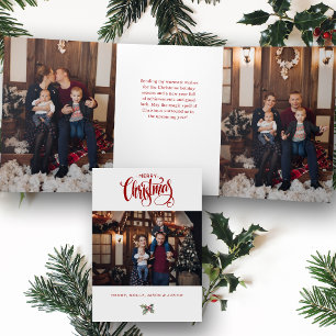 Frohe Weihnachten Kalligrafie Typografie Foto Dreifach Gefaltete Karte