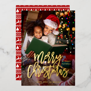 Frohe Weihnachten Kalligrafie Vertikales Foto Folieneinladung