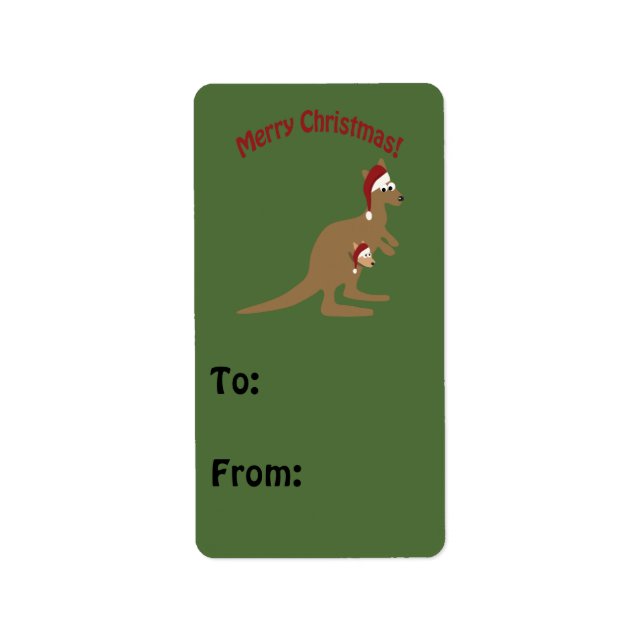 Frohe Weihnachten Kangaroos Adressaufkleber (Vorne)