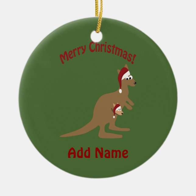 Frohe Weihnachten Kangaroos Keramikornament (Vorne)