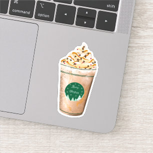 Frohe Weihnachten Karamell-Latte Aufkleber
