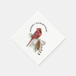 Frohe Weihnachten Kardinal & Pine Cone Weihnachten Serviette